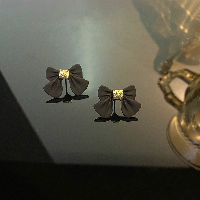 Khuyên Tai Nơ Đen Phong Cách Hàn Quốc Cổ Điển Dành Cho Nữ