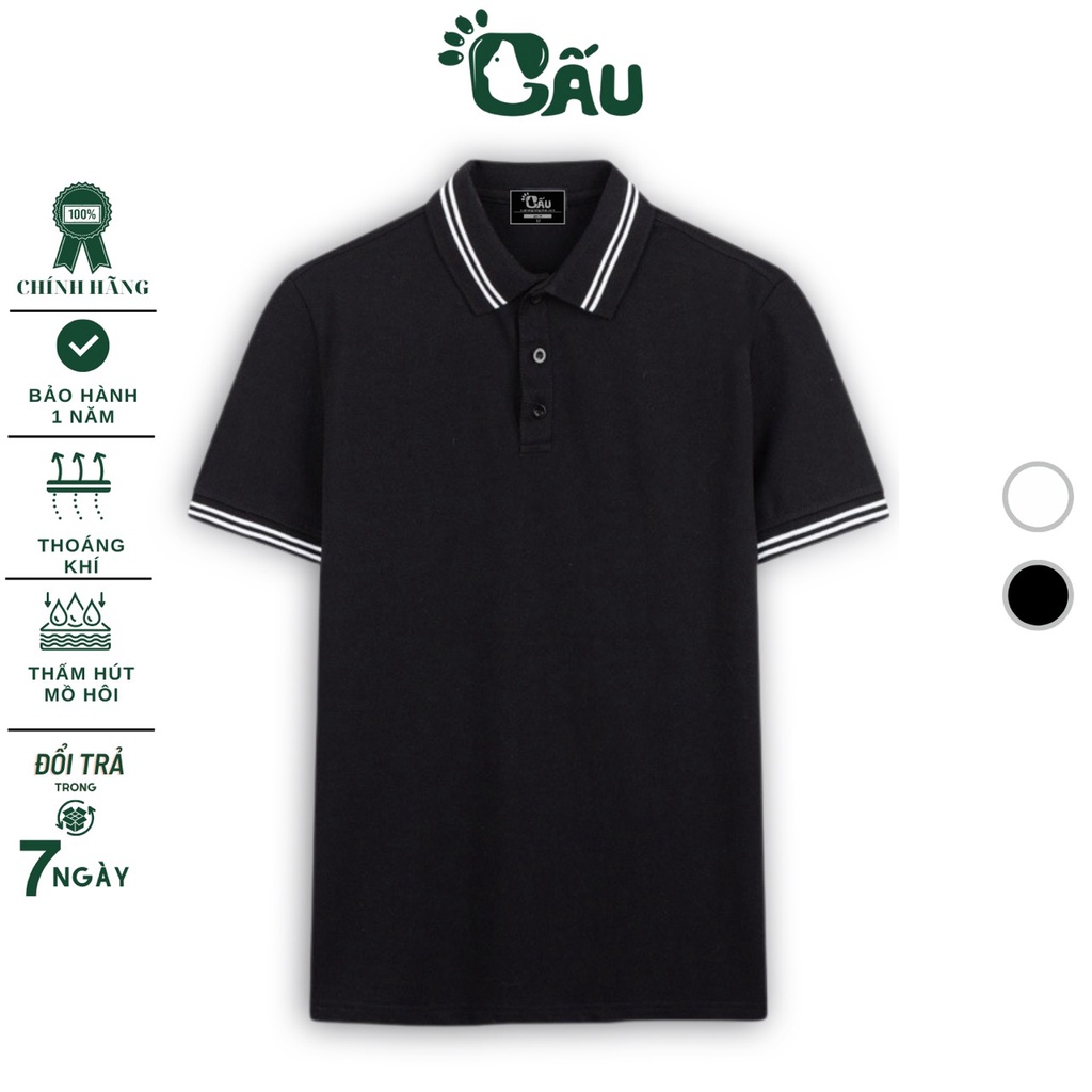 Áo thun Polo GẤU 194 Cá Sấu Viền Cổ Unisex vải cá sấu Poly co dãn 4 chiều dày dặn form gerular fit - PL 2 SỌC