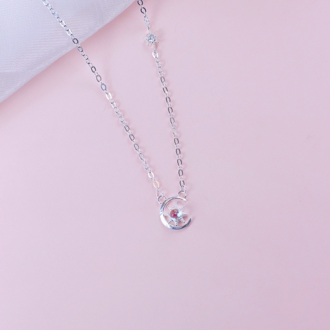 Dây Chuyền Bạc 925 Blue Peach Sun In Moon - Moon Stone DC702