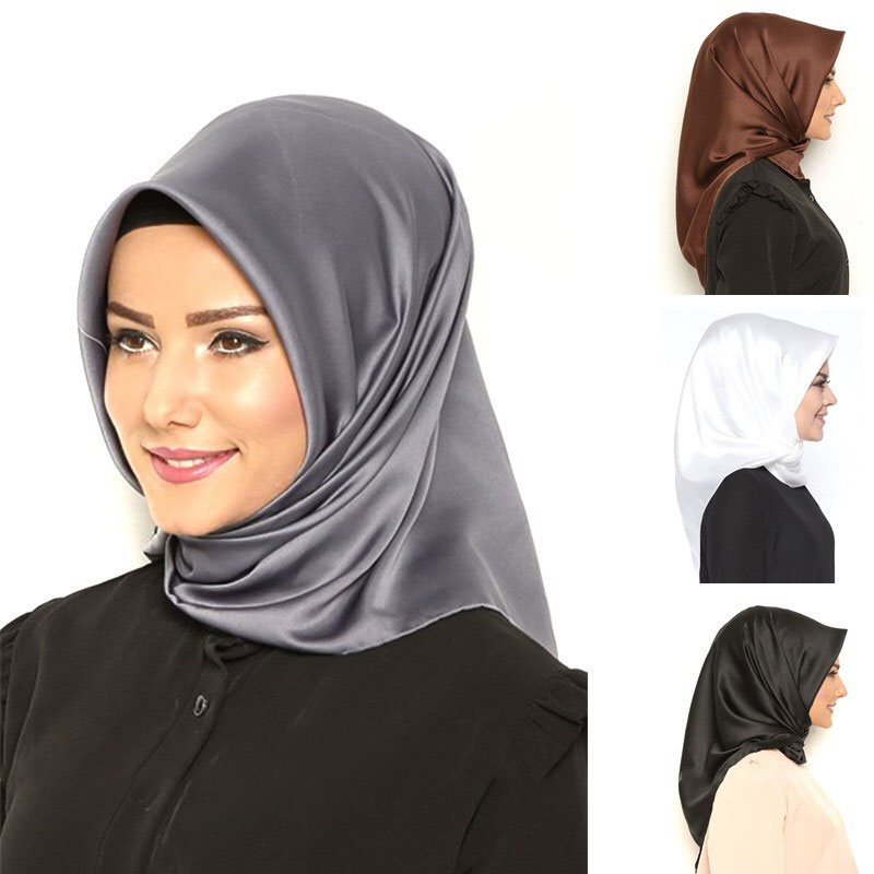 Khăn choàng Hijab bằng lụa màu trơn WJ1005