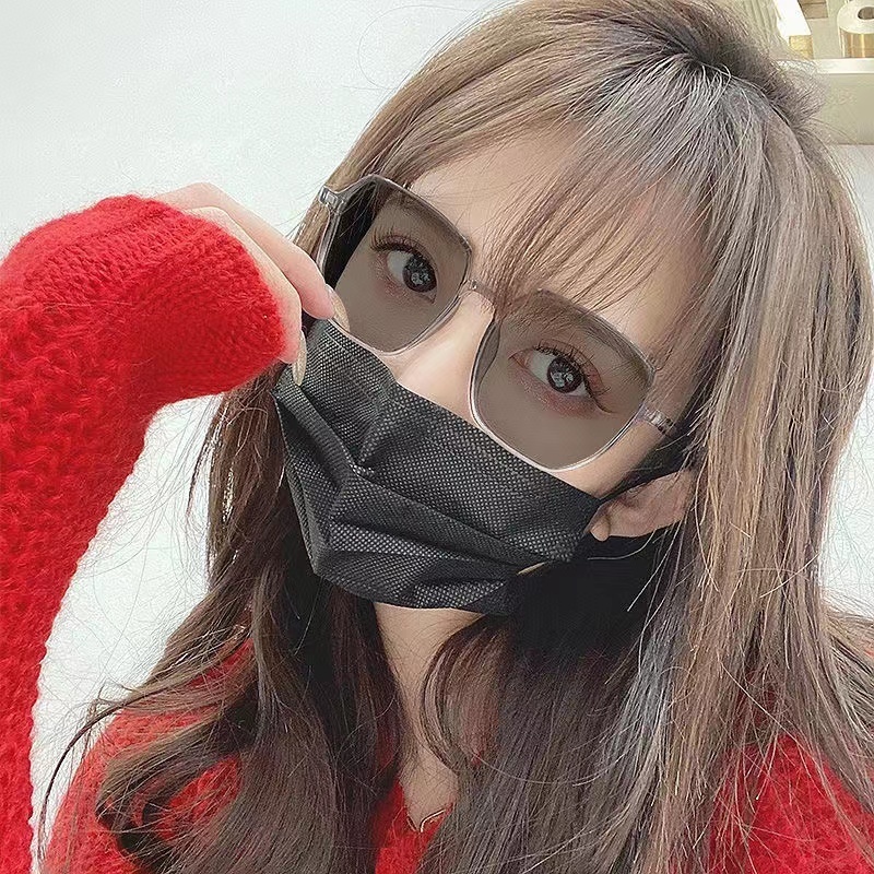 kính cận có độ  0.5~6.0 ,Kính cận gọng vuông to tròng đổi màu chống ánh sáng xanh chống tia UV màu sắc thời trang Hàn Quốc cho nam và nữ,mắt kính cận