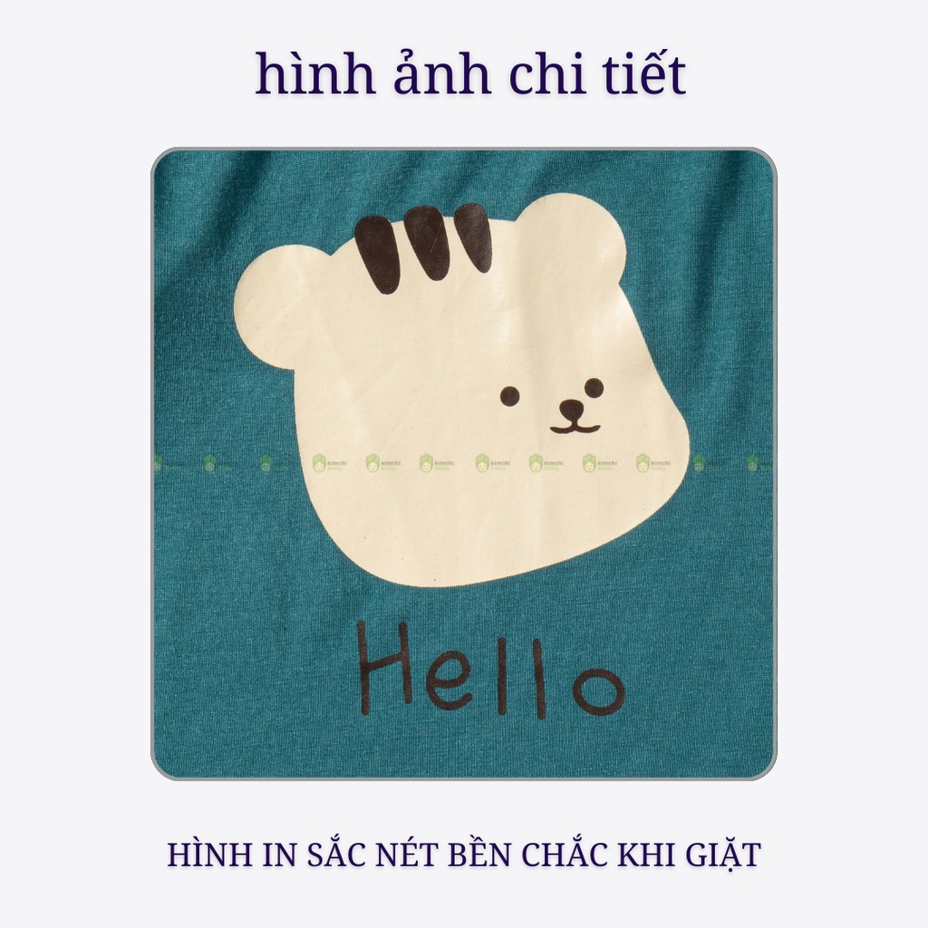 Áo Ba Lỗ Bé Trai, Bé Gái KIMCHIBABY Vải Thun Lạnh Hoạ Tiết Gấu Hello, Áo Thun Cộc Tay Mặc Hè MKMA3LO2201