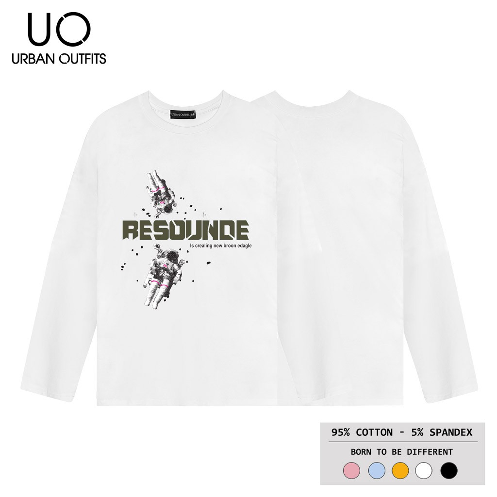 Hàng OUTLET 2 Màu TDO11 Áo Thun Tay Dài Nam Nữ Form Rộng URBAN OUTFITS In RESOUNDE 100 Cotton 4 Chiều