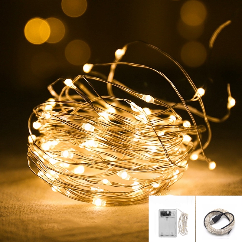 Dây đèn LED USB 2M/5M/10M lõi đồng trang trí trong nhà/ngoài trời/Giáng Sinh/đám cưới