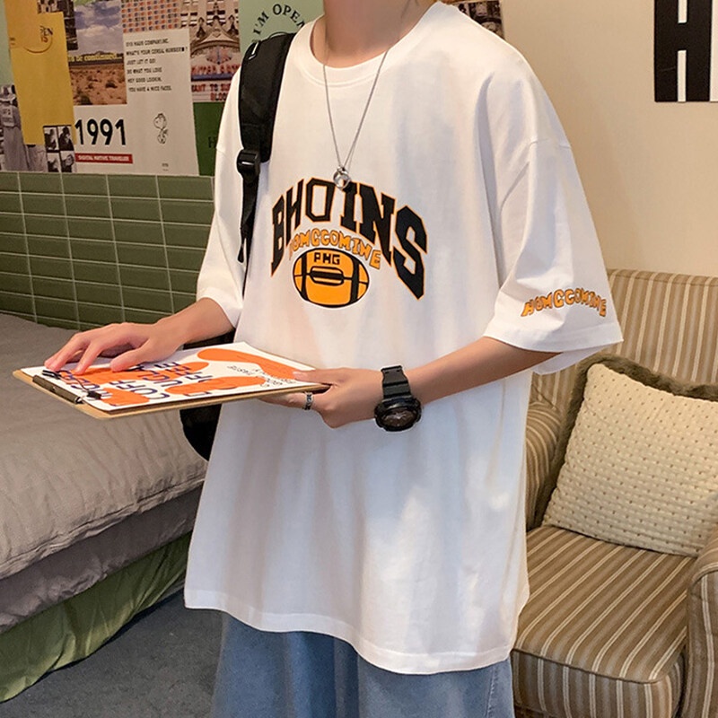 Áo thun Aokang tay lửng dáng rộng in hình phong cách hip hop đường phố Mỹ cho nam tùy chọn màu sắc