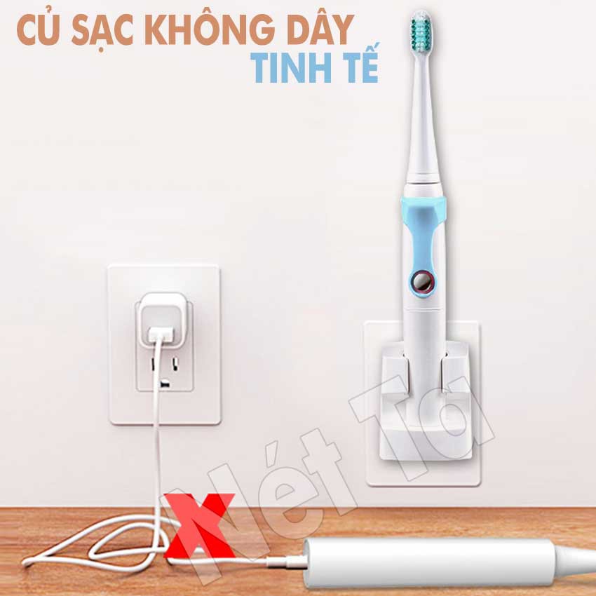 Bàn chải đánh răng điện Kemei KM-907 sạc không dây, công nghệ rung siêu âm Nét Ta ban chai dien danh rang, ban chai dien