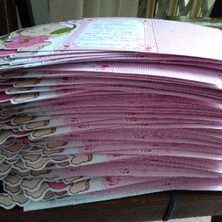 Thiệp thôi nôi cho bé gái (80 thiệp đã in thông tin)