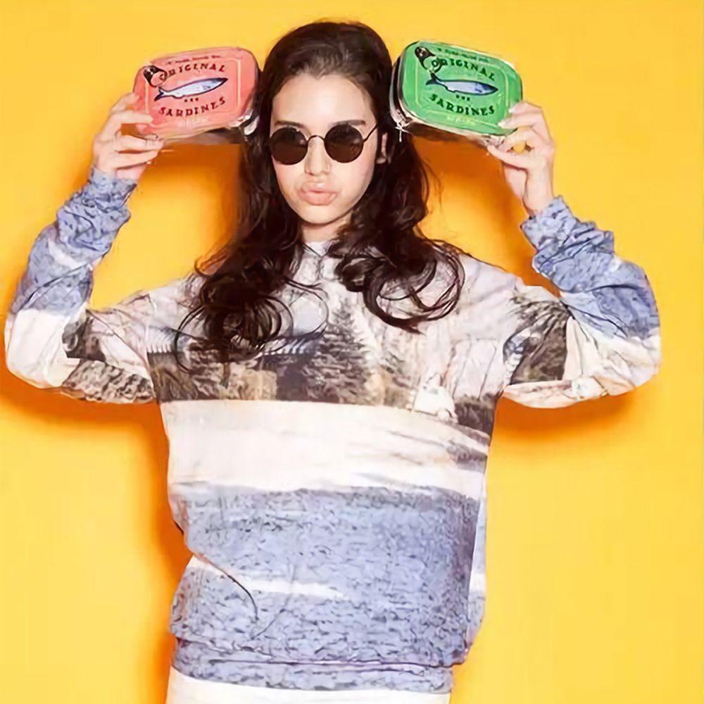 OCEANMAP Túi Da PU Đựng Mỹ Phẩm Sardines Thêu Họa Tiết Xinh Xắn Chống Thấm Nước Cho Nữ