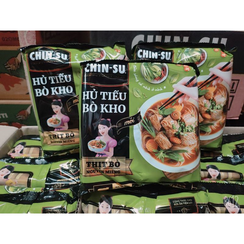  PHỞ BÒ ,HỦ TIẾU,BÁNH ĐA CUA CHINSU THỊT THẬT NGUYÊN MIẾNG 132G