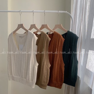 Áo gile len đan trơn cổ V Yoonilook
