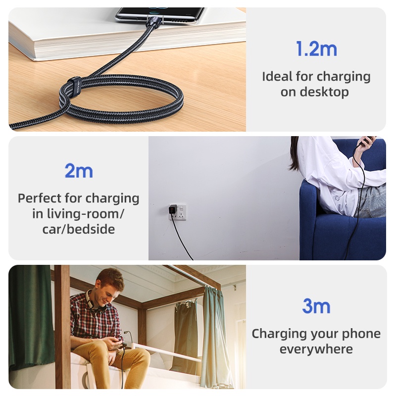 Usams Type C — Type C Dây Cáp Sạc Nhanh 100W 5A Cho 1Phone15 Android iPd Máy Tính Bảng