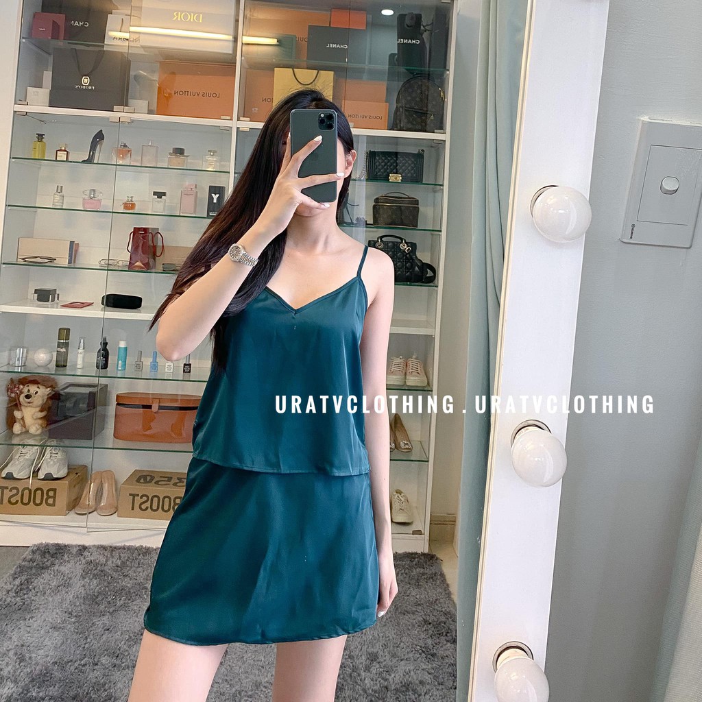 [FREESHIP - ẢNH CHÍNH CHỦ] Set lụa áo dây + chân váy F21