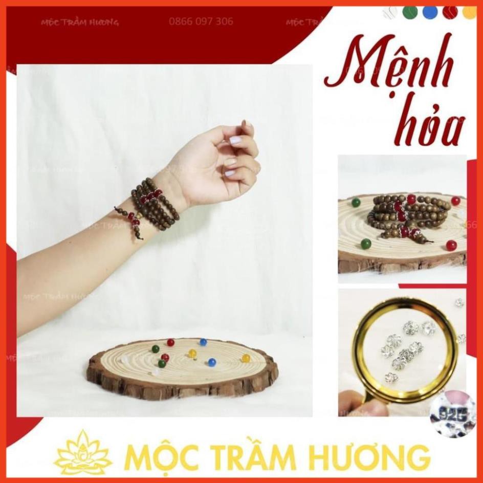 Vòng Tay Trầm Hương Ngũ Bảo Trợ Mệnh - Chuỗi Tràng Hạt 108 Mix Đá Mã Não/Mắt Mèo - Tự Nhiên 100% - Phong Thủy Theo Mệnh