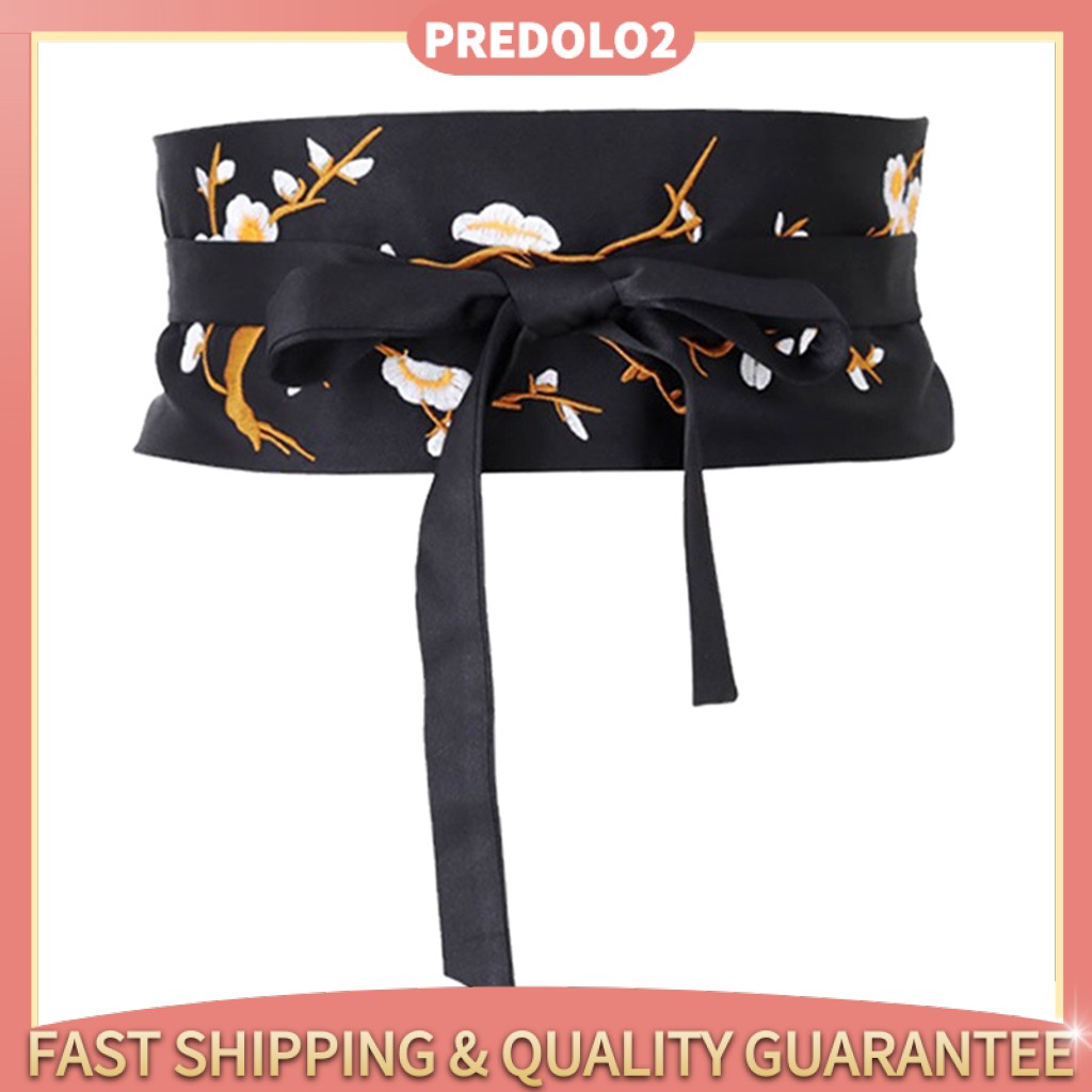 Vintage Style Embroidered Waistband Obi Belt Corset Belt for Dress Green