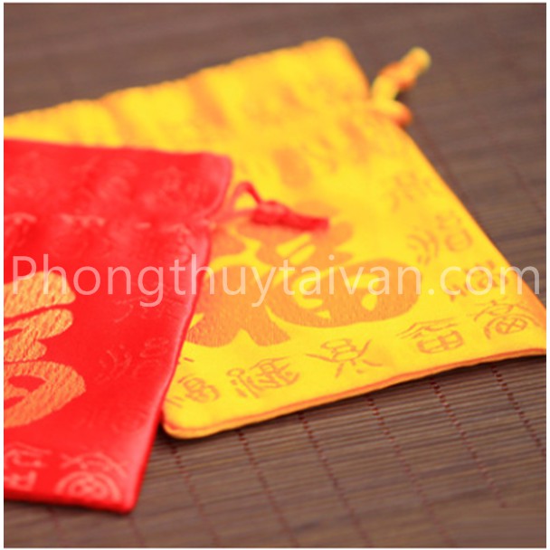 Túi nhỏ LỤA chữ Phúc Phật giáo 9cm(vòng,chuỗi...)