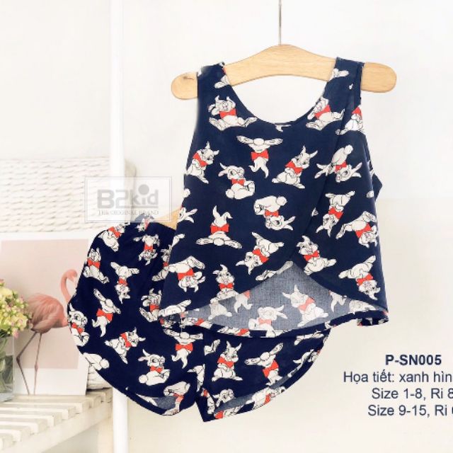 Bộ sát nách hở lưng bé gái B2kid