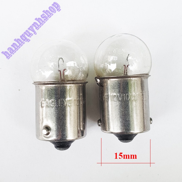 Hộp 10 Bóng đèn ô tô xe máy 12V 10W hoặc 24V 10W 1 tóc đui cài