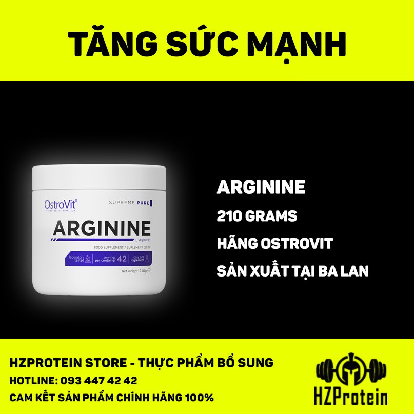 OSTROVIT ARGININE - TĂNG SỨC MẠNH, TĂNG TUẦN HOÀN MÁU, BƠM MÁU TỚI CƠ BẮP (210g)