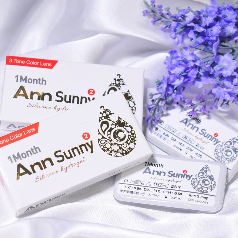 Lens cận 1 tháng màu xanh lá SUNNY ANN365 dành cho mắt nhạy cảm đeo êm