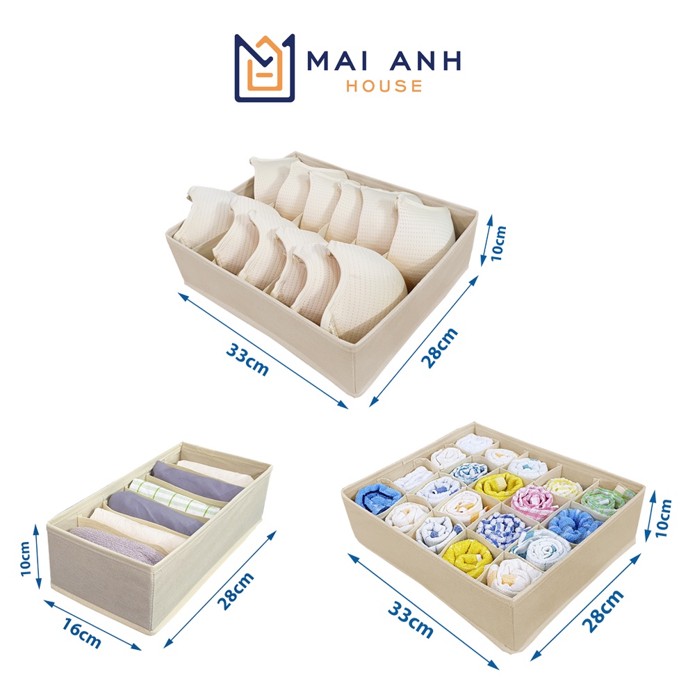 [Mã BMBAU50 giảm 10% đơn 99k] Bộ 3 hộp chia ngăn đựng đồ lót Mai Anh House