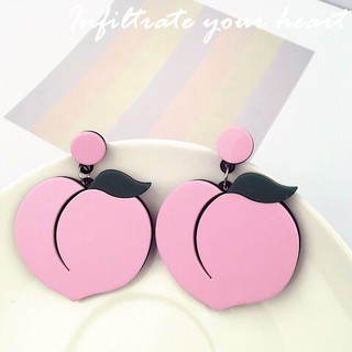 ✄Thâm nhập tim bạn✄ ✌Hoa tai phóng đại chanh trái cây✄Bông tai acrylic dưa hấu dâu tây✄Stud earrings phụ nữ
