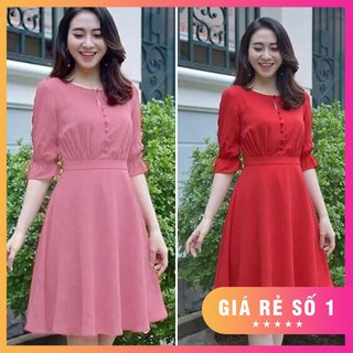 Đầm xòe phối nút vải đẹp k2 đủ size 30 đên 72kg