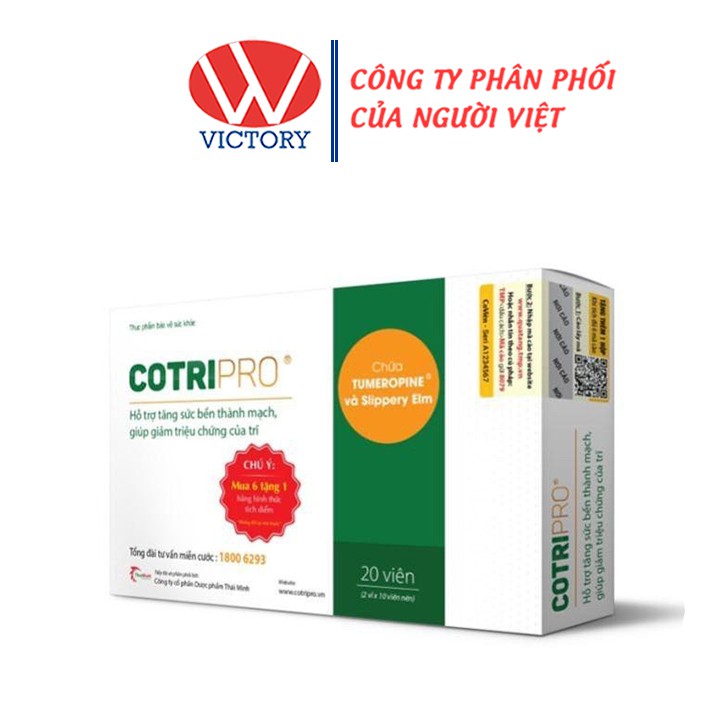 Viên Uống CotriPro (Hộp 20 Viên) - Hỗ Trợ Tăng Sức Bền Thành Mạch & Giảm Các Triệu Chứng Của Trĩ - Victory Pharmacy