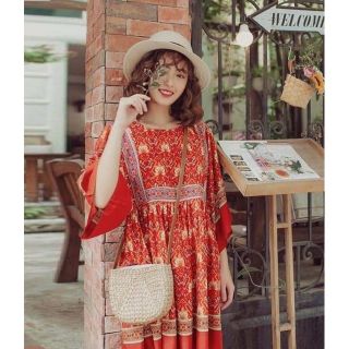 Váy Phong Cách Boho Màu Đỏ