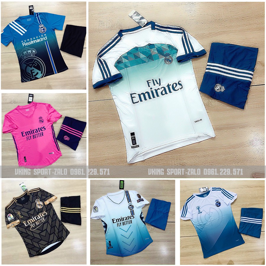 Bộ Quần Áo Bóng Đá CLB Real Madrid Hàng Thun Thái Cao Cấp
