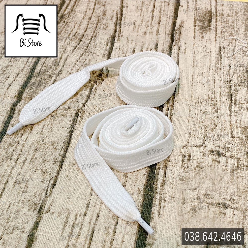 Dây giày MCQ bản to màu trắng, đen dẹt rộng 1,5cm dài 120cm