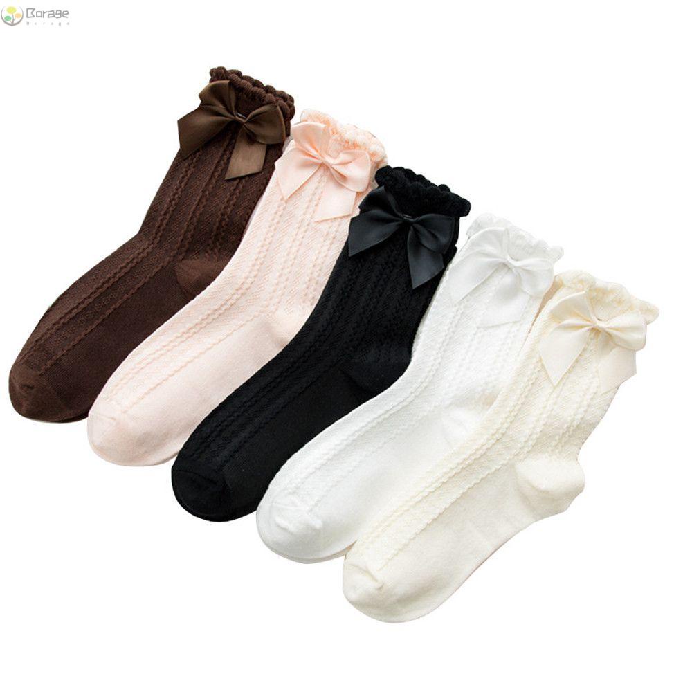 Vớ Cotton Mềm Phối Ren Đính Nơ Đáng Yêu Cho Bé Gái