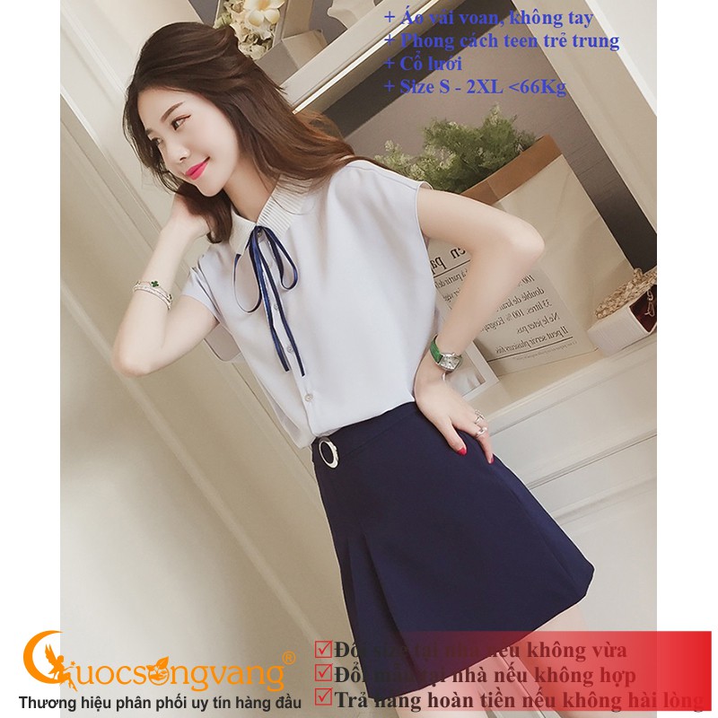 Áo sơ mi nữ kiểu không tay áo kiểu nữ trắng GLA275 Cuocsongvang