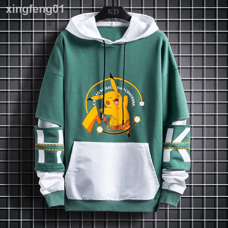 Áo Hoodie Giả Nhiều Lớp In Hình Pikachu Thời Trang Cho Nam