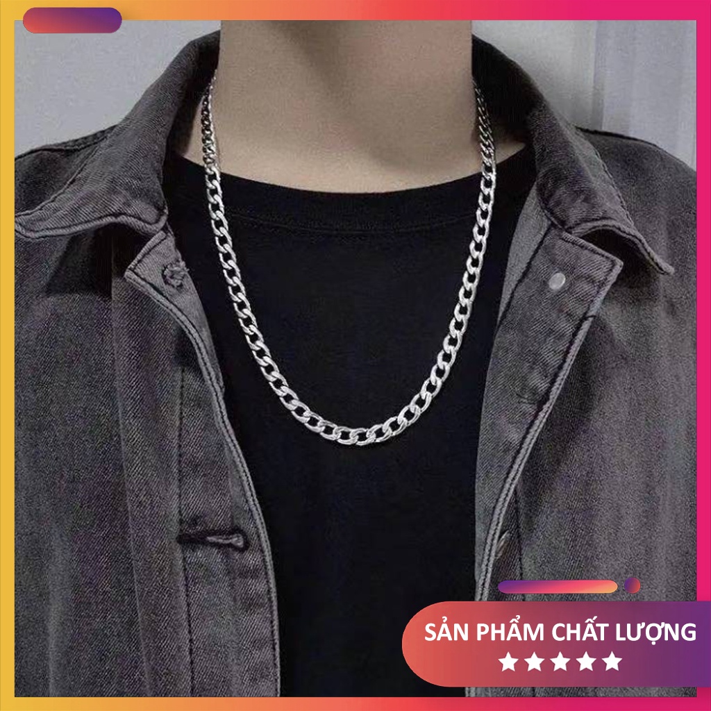 Dây chuyền nam nữ mạ bạc sáng bóng, phong cách thời trang hiphop, thép titan siêu biền không gỉ [DÂY DÀI 60CM]