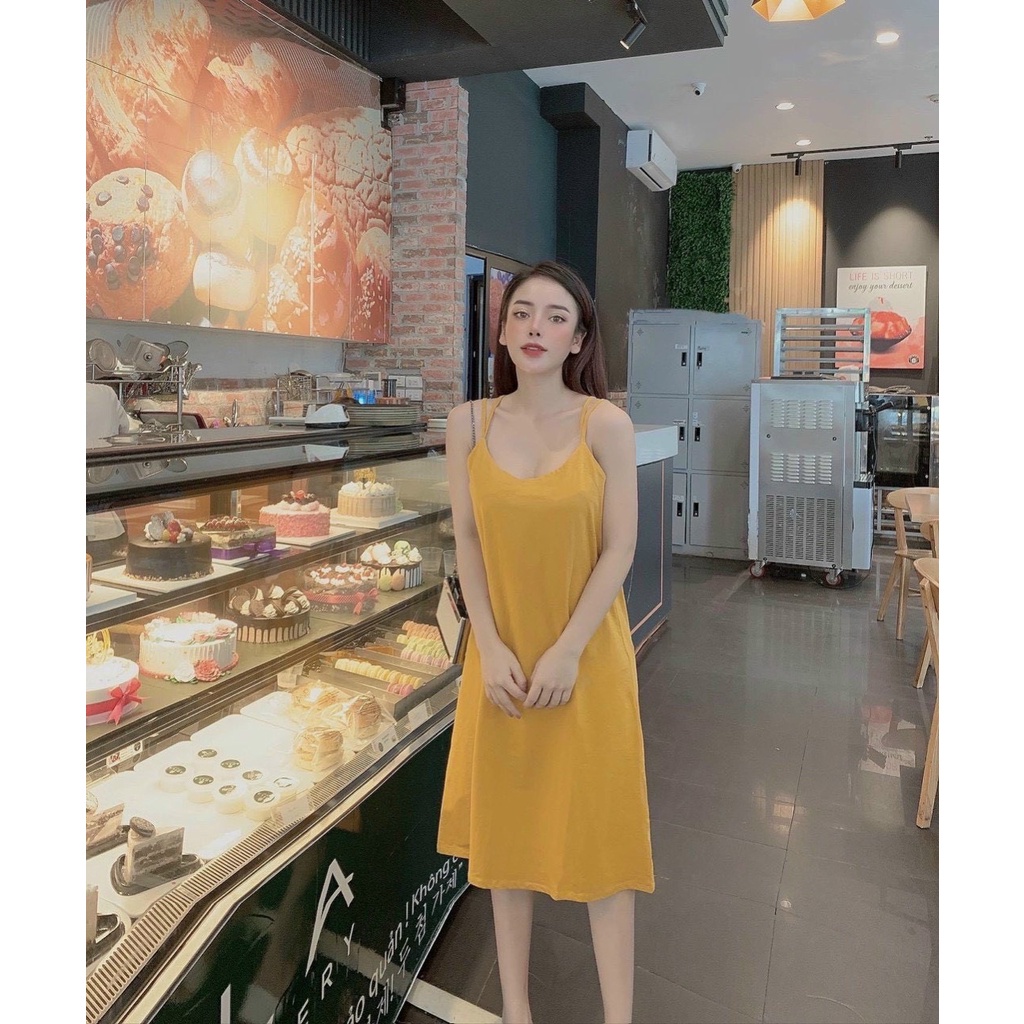 Váy bầu hai dây thiết kế hở lưng đan dây siêu đẹp ☘️❤️chất đũi cao cấp siêu thoáng mát,thấm hút mồ ❤️☘️freesize 45-68kg