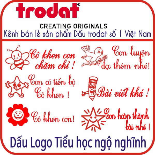 Con dấu tiểu học (Cô khen, con cần cố gắng,... ) ngộ nghĩnh nhiều mẫu - Trodat 4911