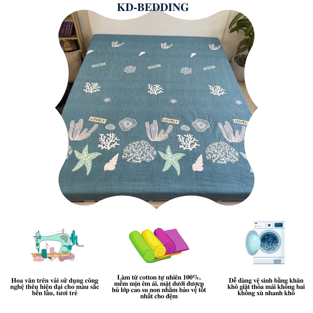 Tấm bảo vệ nệm chống thấm cotton cao cấp hoạt hình đáng yêu KD-BEDDING kích thước m2 m6 m8 2m2 cho mọi gia đình