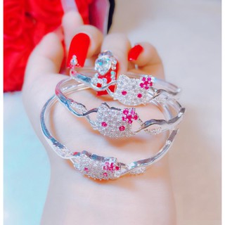 Vòng bạc mèo kiity cho bé, lắc tay bạc kitty cho các bé gái