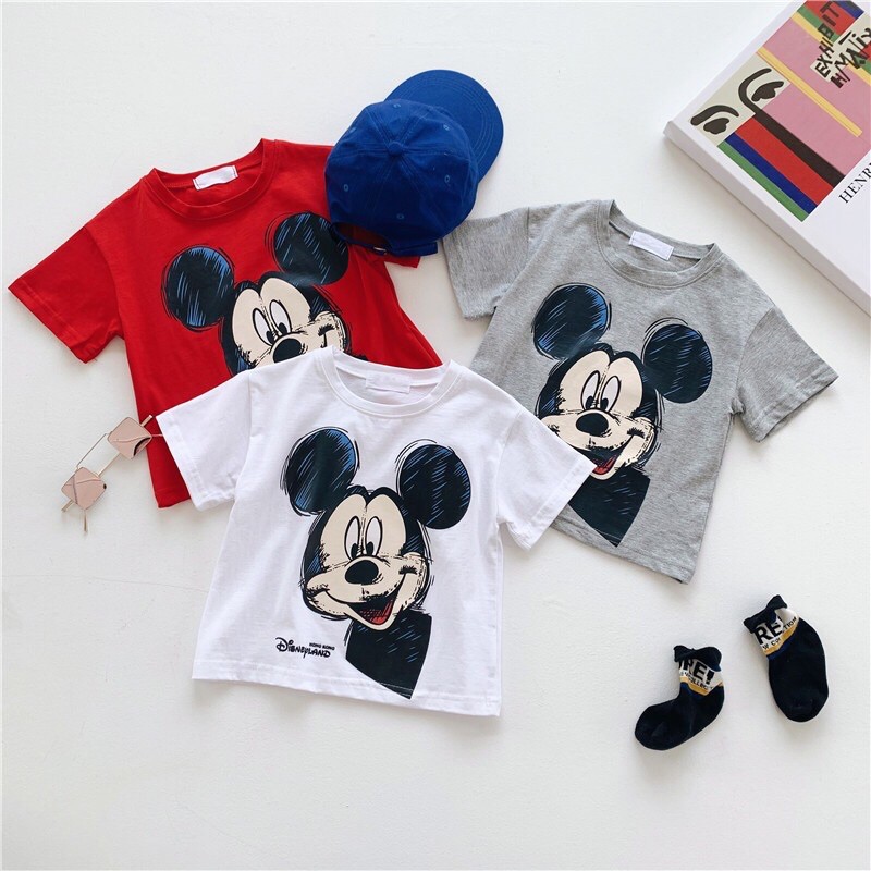 Áo Phông Cộc Tay Mickey Cho Bé 7-18kg Mềm Mịn Mặc Hè