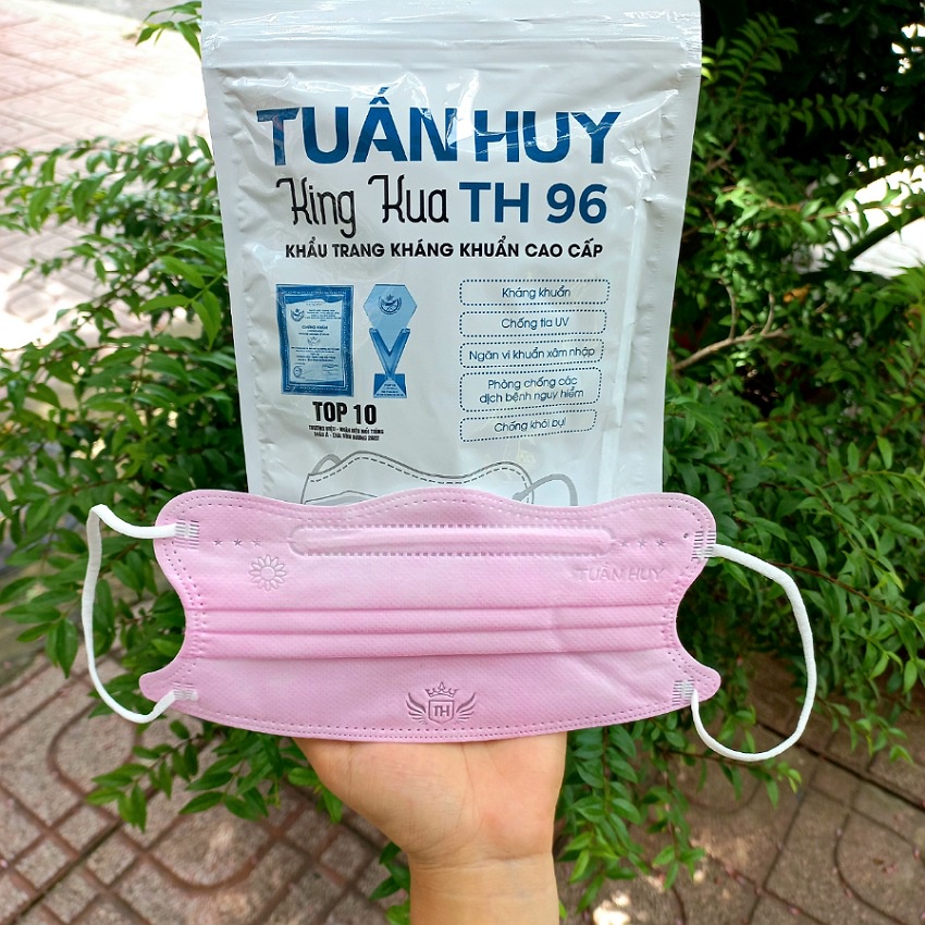 Combo 5 túi 50 cái Khẩu trang cua King Kua Tuấn Huy TH96, 4 lớp kháng khuẩn 99%, quai thun co dãn, nhiều màu đẹp.