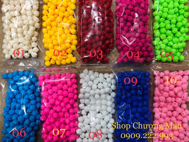100G Hạt Bông Hồng Sữa Đục 12mm Đủ Màu Giá Sỉ