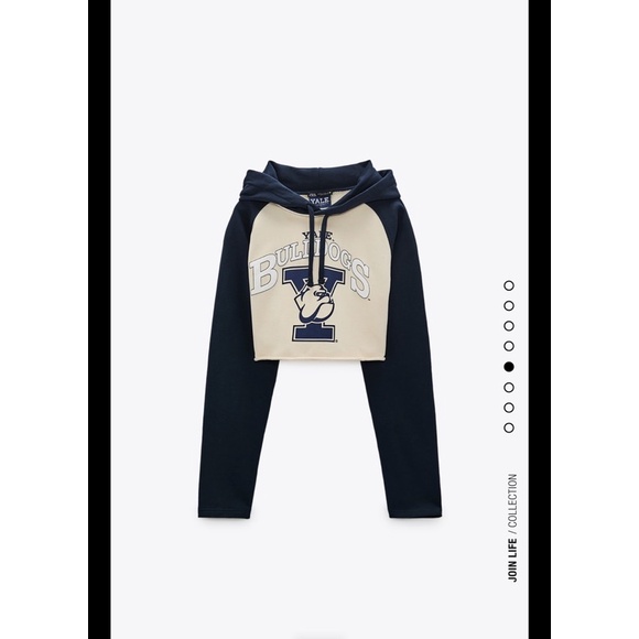 Áo nỉ croptop Zara có sẵn vợt sa le Zara authentic hàng có sẵn