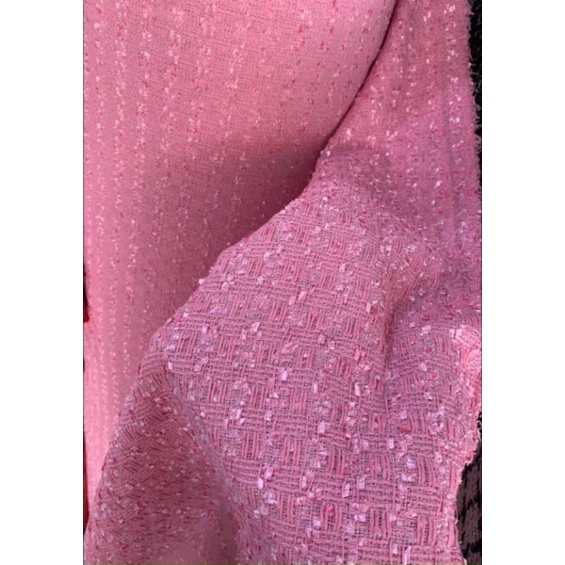 Vải dạ tweed nảy sợi hồng sen