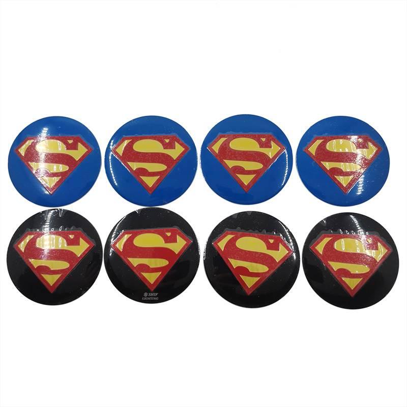 Miếng dán trang trí bánh xe hình logo siêu nhân kích thước 4x56mm