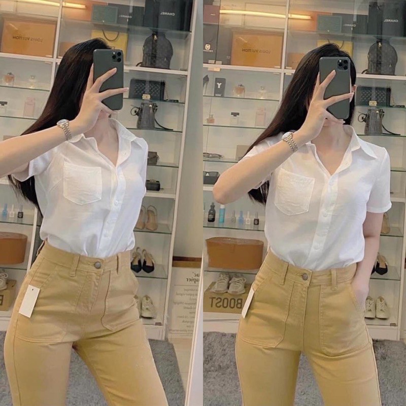 Áo Sơmi Trắng Tay Ngắn Vải Siêu XỊN MỊN ❤️ [ẢNH THẬT]