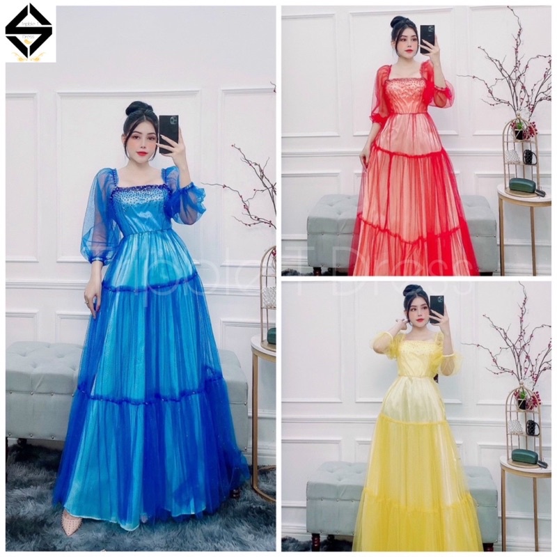 Đầm maxi dạ hội lưới nhũ lấp lánh sang trọng TRIPBLE T DRESS -size M/L (kèm ảnh/video thật) MS144Y
