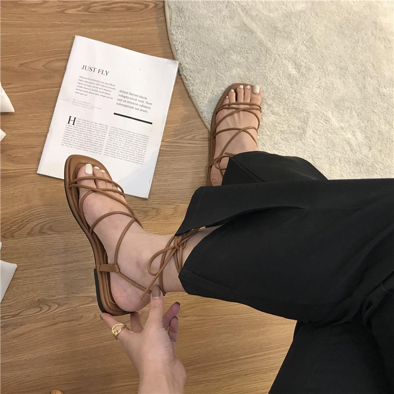 Xăng đan IELGY đế mềm hở ngón phong cách La Mã cổ điển cho nữ