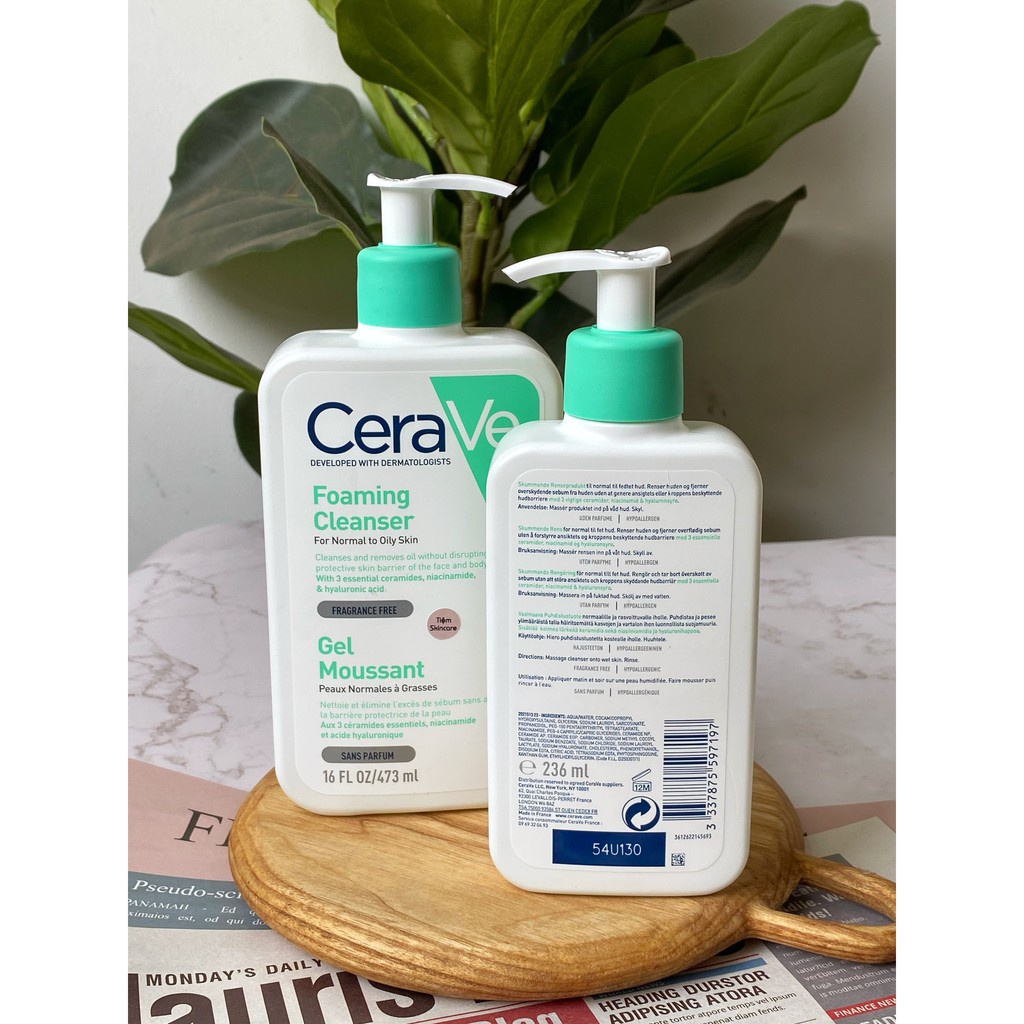 Sữa rửa mặt Cerave dành cho da dầu Foaming Cleanser Gel Moussant