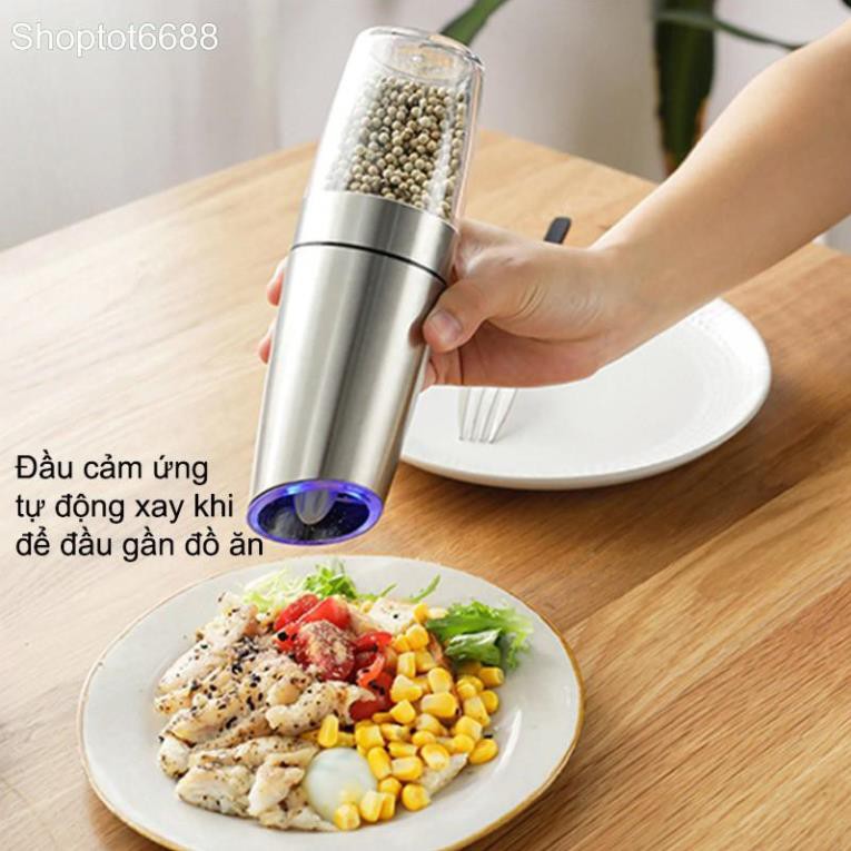 Lọ đựng và xay hạt tiêu cảm ứng tự động ZX-D33 vỏ inox 201 không gỉ