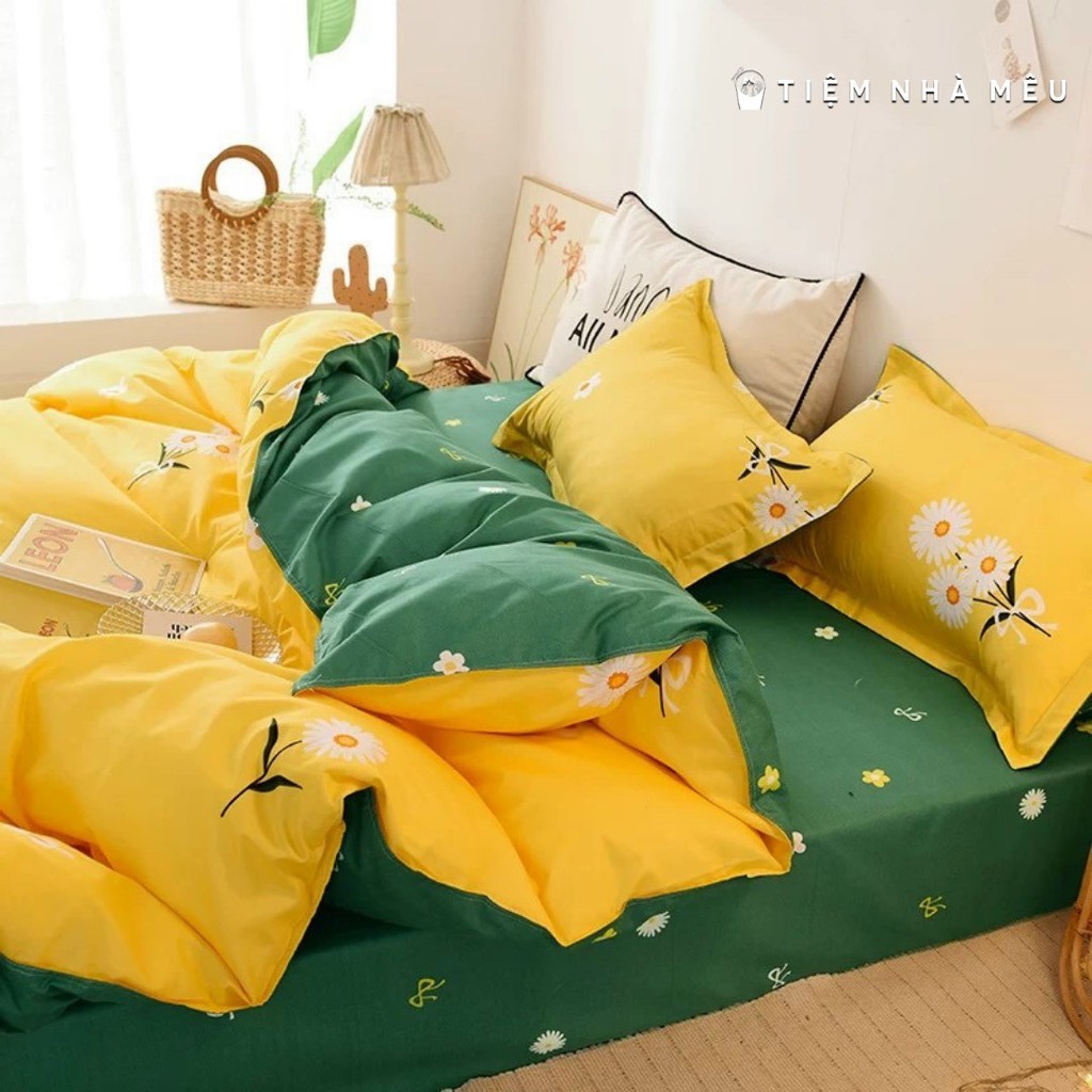 Bộ Chăn Ga Gối Cotton 3D✨ m6/m8/2m-Tiệm Nhà Mêu✨Set 4 Món Poly Siêu Đáng Yêu Bedding - Decor Hàn Quốc ( V0L1 )